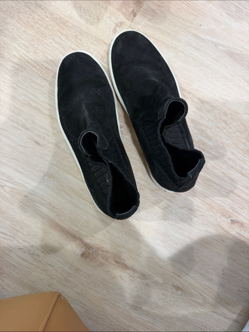 Vince Black Suede Slip-On Ankle Sneakers
